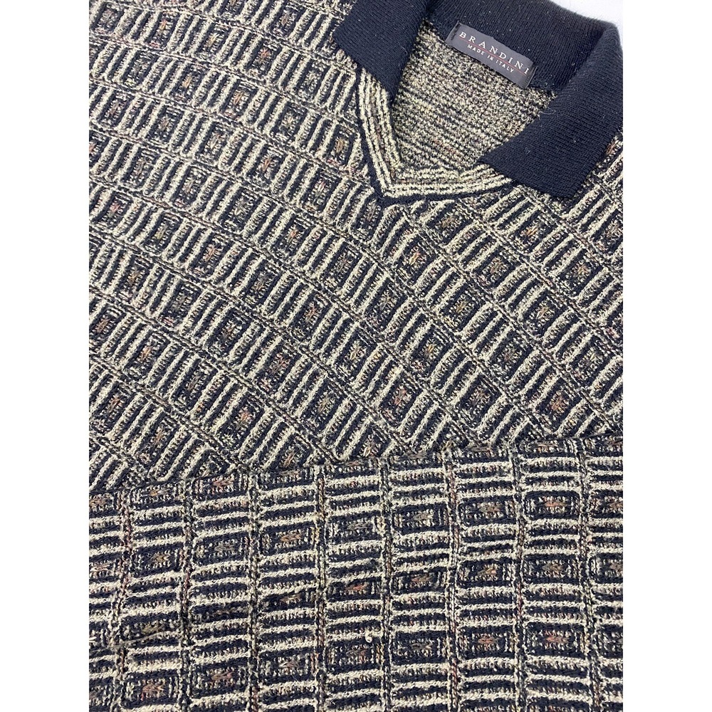 Vintage‎ Brandini Men's XL Collared Pullover Knit Sweater Wool Blend Italy